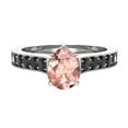 thumbnail image 4 of Pink Morganite Engagement Ring for Women Pear Cut Morganite Black Diamond Ring 1.25 Carat 14K White Gold, 4 of 5