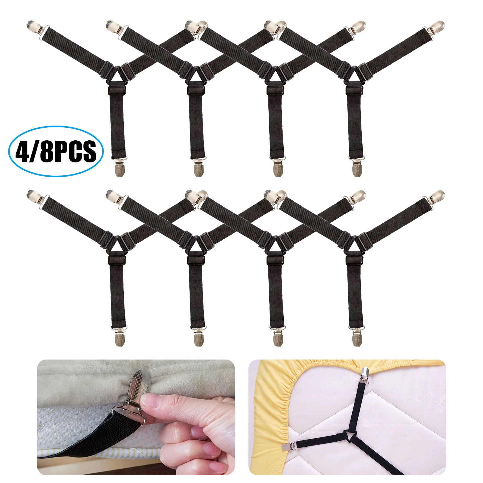 4pcs Bed Suspender Straps Mattress Fastener Holder Triangle Grippers Sheet Clips 