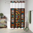 thumbnail image 6 of No Hook Shower Curtain with Built-in Rings - Abstract Retro Boho Washable Waterproof Fabric Bathroom Curtains for Hotel,Rentals, Stall 36 X 72 Inch , Southwestern Pattern Yellow Brown, 6 of 9