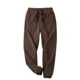 thumbnail image 2 of Pantalones largos para hombre, informales, de otoño, de color liso, con cintura elástica y lazo, de poliéster., 2 of 3