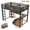 Black 32, variant on Full over Full Metal Bunk Bed Separable into Loft Bed and Platform Bed, Vintage Wood-Colored with Raised Security Fence, MDF+Metal, 77.6L x 59.1W x 59.1H Inches, Black