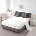 thumbnail image 3 of Geometric Aztec Bed in a Bag King Size Comforter Set 7 Pieces, Tribe Arrow Western Bedding Sets Exotic Style Teal Orange Geometry Sheet Set with Comforter, 3 of 5