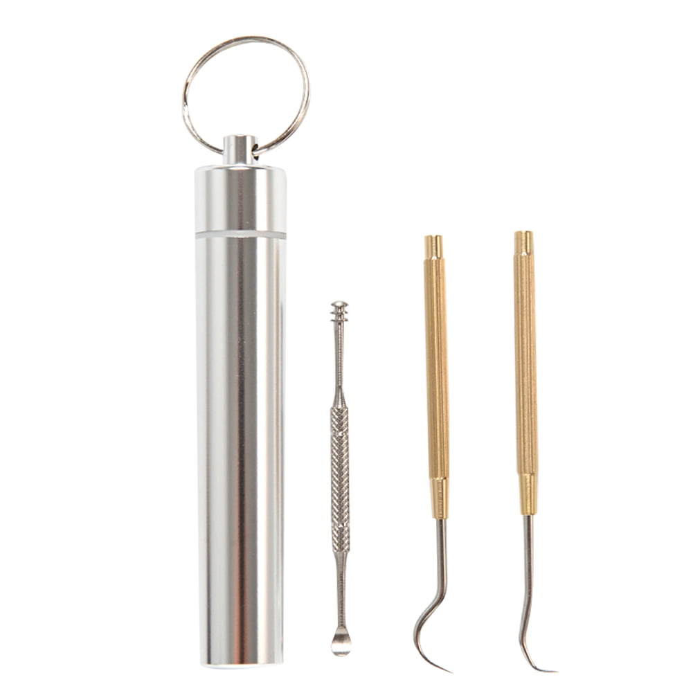 Winnereco Outdoor Portable Metal Toothpick Set Oral Teeth Cleaning Tools with Spoon