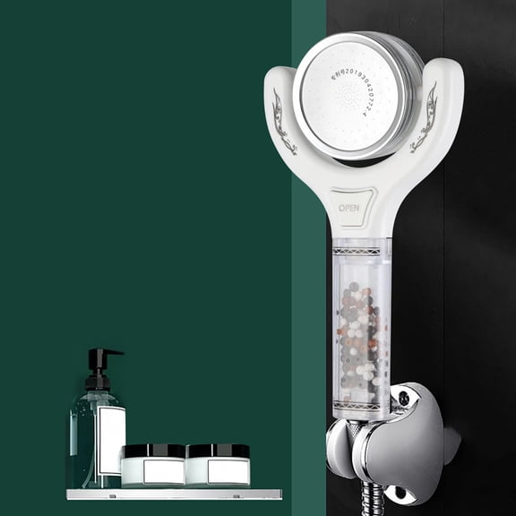 Gecau Shower - High-Pressure Handheld Showerhead With Carbon Filter - Hard Water Softener Filtered Shower, Black High Pressure Handheld Shower White Decor