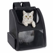 Conlun Cat Backpack Carrier for Small Dogs and Cats Fit Up to 15 Lbs,Small Dog Backpack, Foldable with 3-Side Mesh Windows, Pet Carrier for Travel & Hiking Friendly，Black
