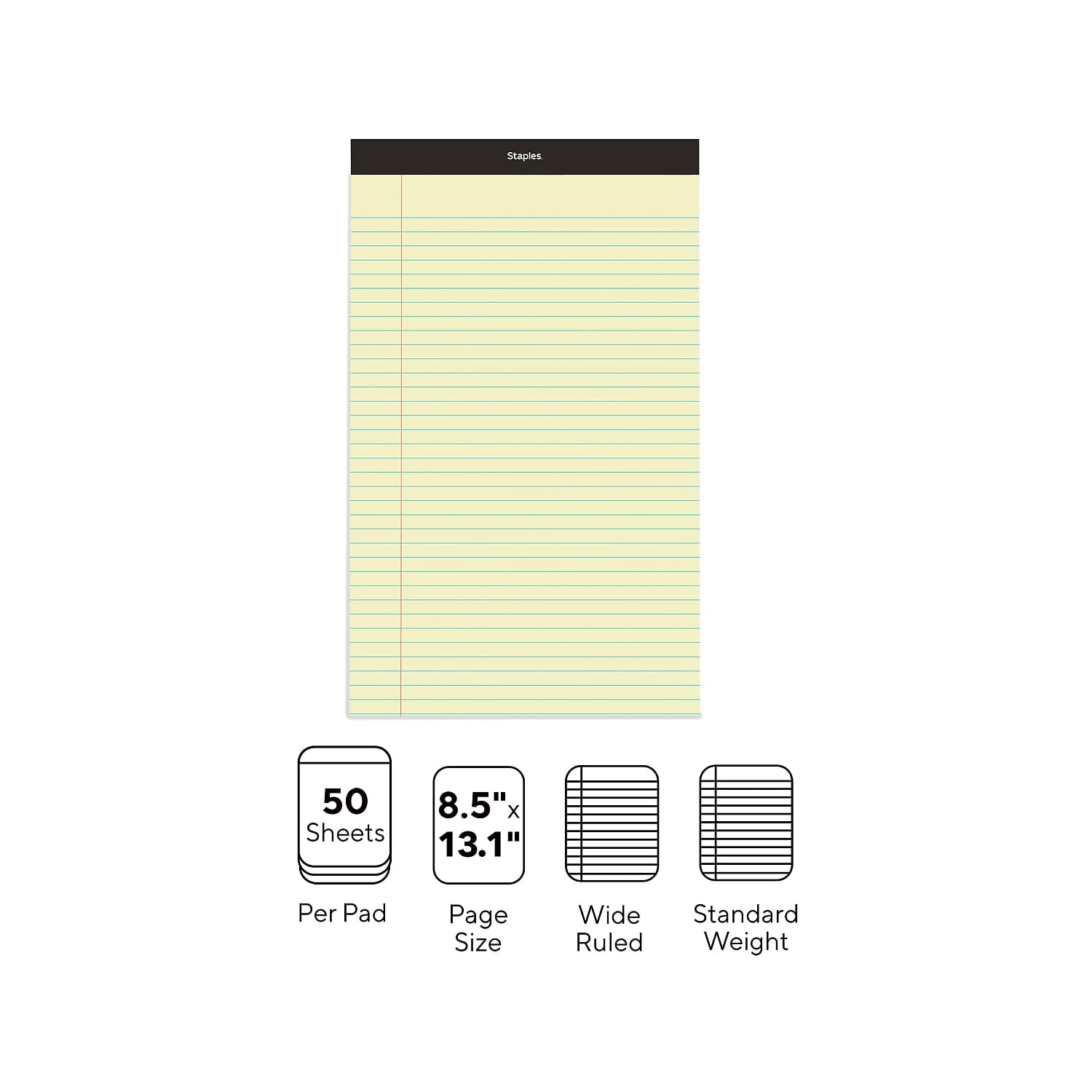 MyOfficeInnovations Notepads 8.5" x 14" Wide Yellow 50 Sheets/Pad 12 Pads/PK (26830) 163857
