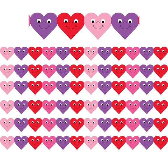 Hygloss Happy Hearts Die-Cut Classroom Border 3" x 36' 6 Packs (HYG33618-6)