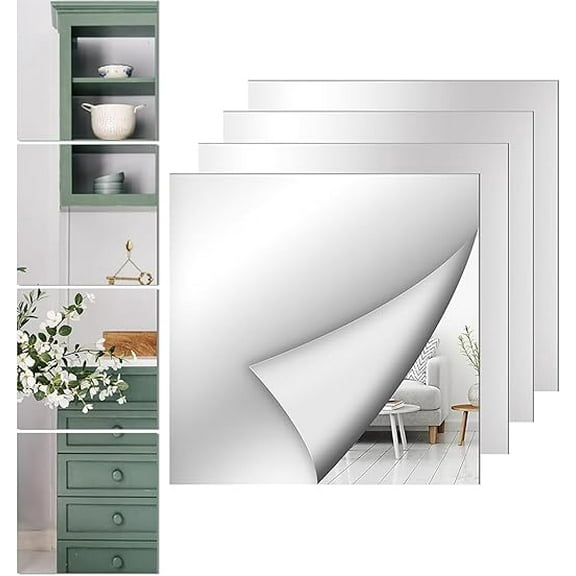 iMucci Acrylic Full Length Wall Mirror Tiles, 7.87'' x 7.87'' x 4PCS, Full Body Mirror for Bedroom, Full Length Mirror Wall Mounted for Home Gym, Door (7.87'' x7.87''-4PCS)