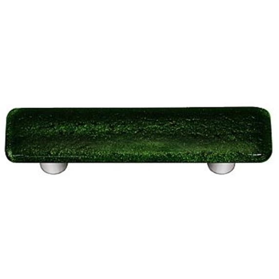 Hot Knobs HK1025-PA Metallic Green Rectangle Glass Cabinet Pull - Aluminum Post