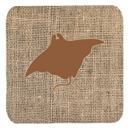 

Manta Ray Burlap And Brown Foam Coasters Set Of 4
