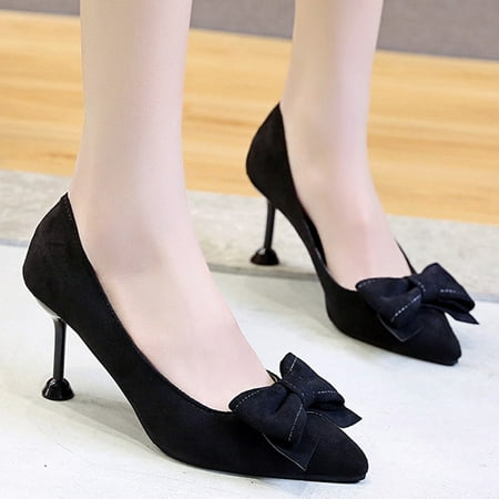 

Cathalem Extra Large Size Flip Flop Shoes Women Women s Shoes Fashion Solid Color Suede Bow Pointed TOE Slingback Sandals Women Black 7