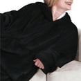 thumbnail image 3 of Couverture Portable à Capuche pour Femmes en Molleton, Sweat à Capuche Chaud et Confortable avec Poche, Régulier, Simple, Noir, Taille Unique, 3 of 7