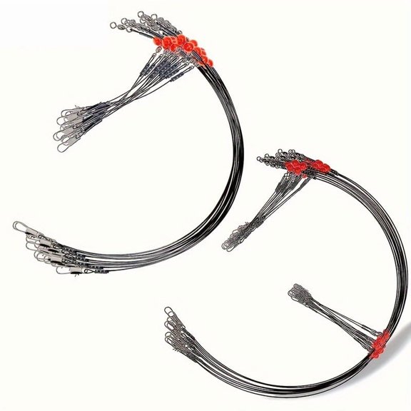 Stainless Steel Fishing Rig Set  10 Pack with Swivel, Buckle, Beads, and Clip for Bottom and Surf Fishing