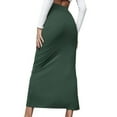 thumbnail image 4 of Ashirexll Maxi Skirt with Slit, High Waisted Skirts for Women, Versatile Half Skirt Solid Color Elastic Wrapped Hip Skirt Split Skirt Green 3XL, 4 of 8
