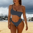 thumbnail image 3 of Swimming Suits for Women New Women Solid Color Backless Strap Bikini Swimsuit Bikini Color Blocking Off-Shoulder Set Style B-37 Navy XXL, 3 of 5