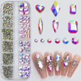 thumbnail image 1 of 1101Pcs Holographic Color Nail Rhinestones for Nail Art Shiny Crystal AB Nail Diamonds Gems Stones 3D Flat Back Multi Size Shape Nail, 1 of 4