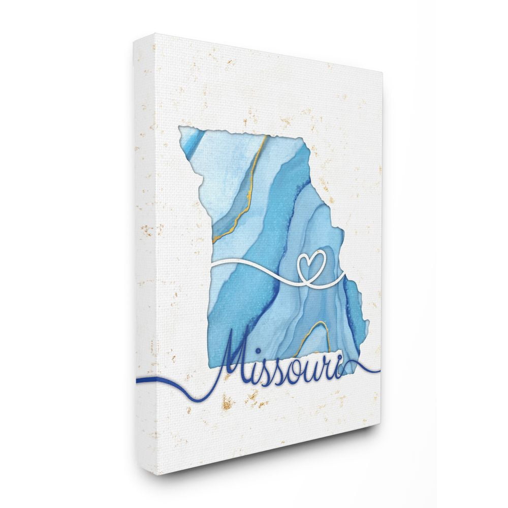 Stupell Industries Missouri Agate Blue US State Design Canvas Wall Art by Ziwei Li