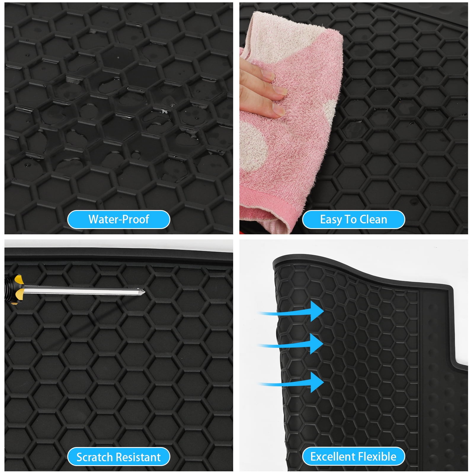 San Auto Car Floor Mats Custom Fit for Chevrolet Chevy Camaro 2016-2024 Rubber Black Car Floor Liners All Weather Protection Heavy Duty Odorless