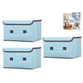 thumbnail image 4 of Fabric Storage Bins with Lid [3-Pack] Foldable Closet Storage Boxes for Shelves, Large Collapsible Clothing Organizers Containers,Cube Storage Basket Box for Home (Blue, 14.7" x 9.4" x 9.4"), 4 of 9