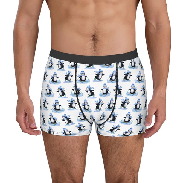 Fotbe Skiing Penguin Funny Calzoncillos Tipo Boxer con Bolsa de Soporte Total para Hombre, X-Temp Fresco, Transpirable y de Secado Rápido-Large