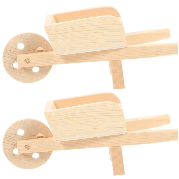 LOLIPPYY 2 pcs Doll House Miniature Mini Wooden Wheelbarrows Models Mini Cart Wheelbarrows