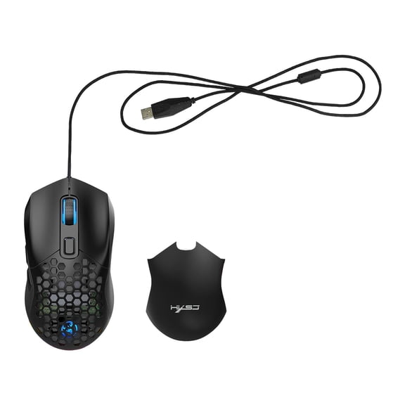 LeeQinersw USB Wired Gaming Mice 7200 DPI 6 Adjustable DPI Levels Optical Mice for PC Gamer Black