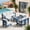 Blue Frame + Khaki Cushion, variant on SERWALL 5-Piece HDPE Outdoor Patio Sofa Set, Modular Sectional Conversation Furniture, Weather-Resistant Patio Sofas, Deck, Backyard & Poolside, Black Frame with Grey Cushions