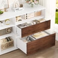 thumbnail image 3 of Homfa L Shaped Reversible Computer Desk with Cube Storage Organizer, 2 Drawer Wooden Farmhouse Executive Desk for Home Office, White, 3 of 8