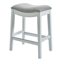 Pemberly Row 26" Farmhouse Wood Counter Height Stool in White Wash