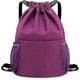 thumbnail image 1 of Mochila Oxford de tela con cordón, de gran capacidad, para mujer, sencilla y portátil, para exteriores (negro, morado y azul oscuro), 1 of 5