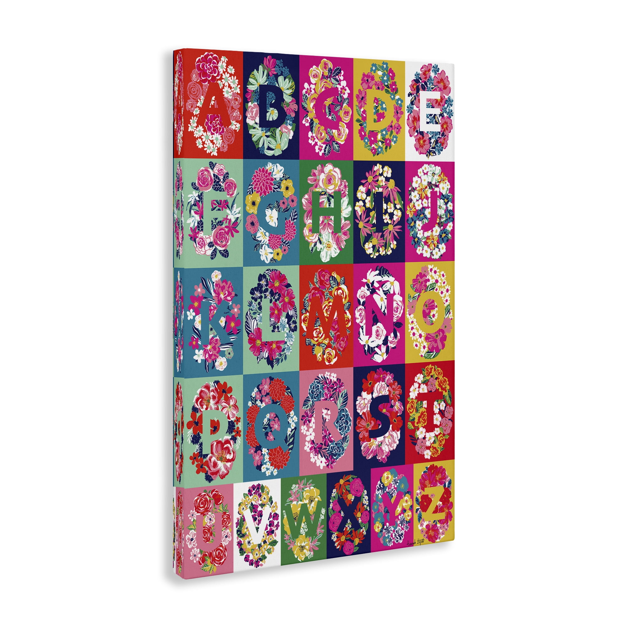 Stupell Industries Energetic Blooms Alphabet Plants & Flowers Painting Wrapped Canvas Art Print Wall Art, 20 x 30