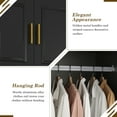 thumbnail image 4 of Blotout 91'' Armoire Wardrobe Closet with Top Cabinet and Mirror, Modern 4 Doors Adult Wood Closet Storage Cabinet with Hanging Rod & 3 Drawers & RGB LED 60,000 Color Lights/5 Storage Shelves, 4 of 8