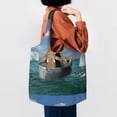 thumbnail image 4 of Wukai Two Brave Cats Are Floating On The Sea Iceberg Sturdy and Stylish Reusable Canvas Tote Bag: Eco-Friendly, Heavy-Duty Grocery Shopping Bag with Reinforced Handles, 4 of 7