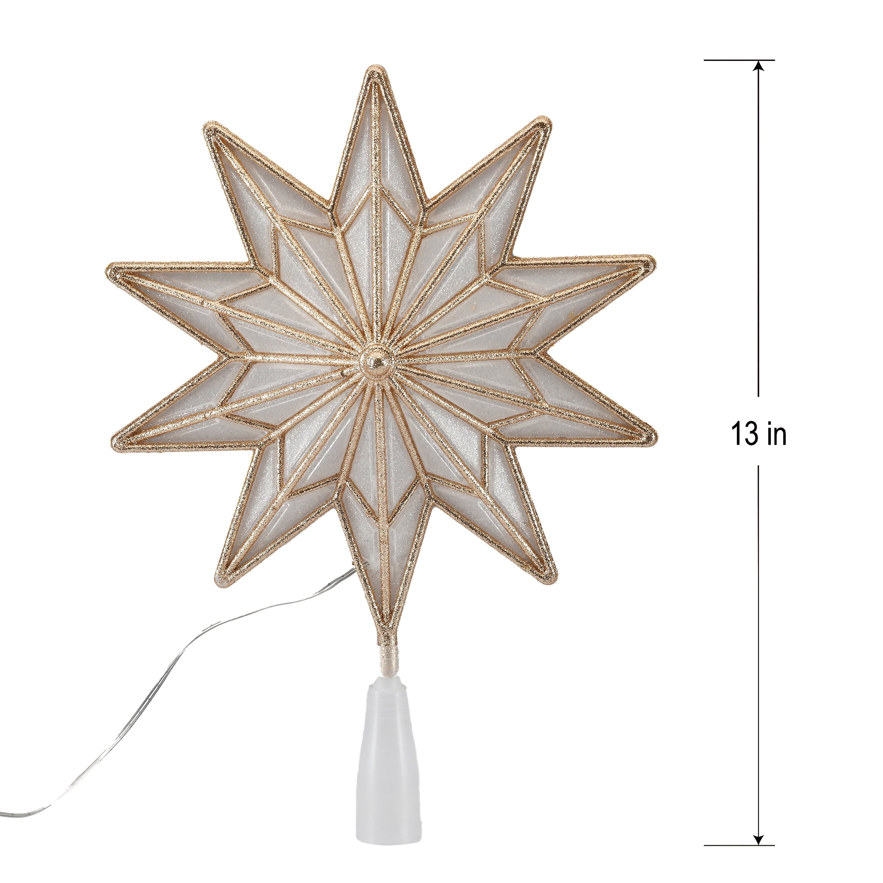 LED Snowflake Christmas Tree Topper, Gold, 13", by Holiday Time