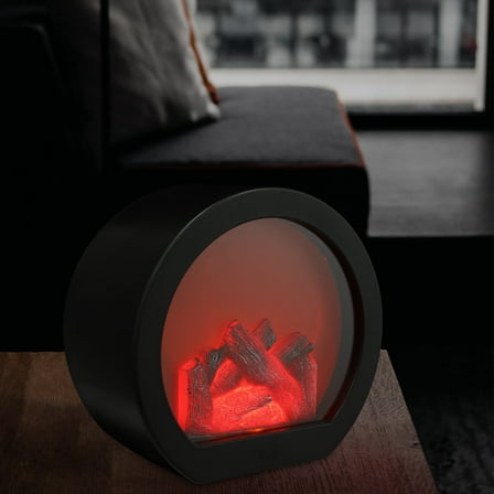 OFFIGAM Retro Style LED Fireplace Lamp, Black Plastic Table Light for Home Decor, Creative Design, Energy Efficient, 1 Piece