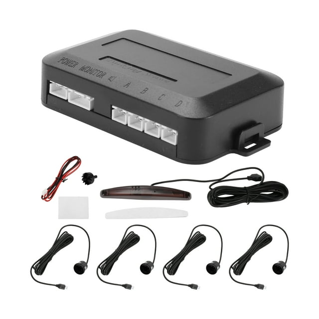 Sistema de radar de reversa para automóvil, sensores de estacionamiento con pantalla LED de distancia, detección de distancia, 4 sensores de estacionamiento, color negro