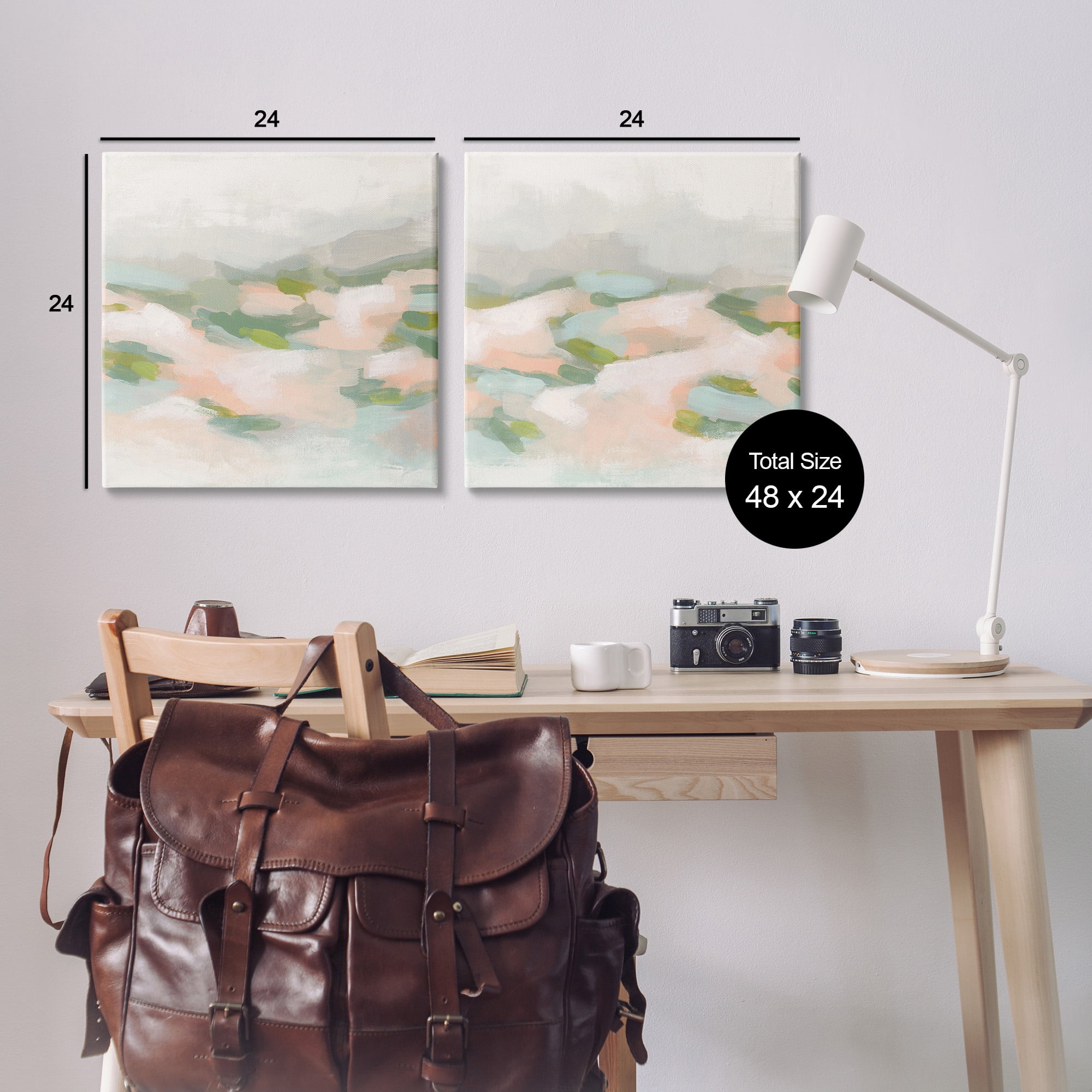 Stupell Industries Pastel Hills Abstraction Landscape Painting Gallery Wrapped Canvas Art Print Wall Art, 24 x 24, Set of 2