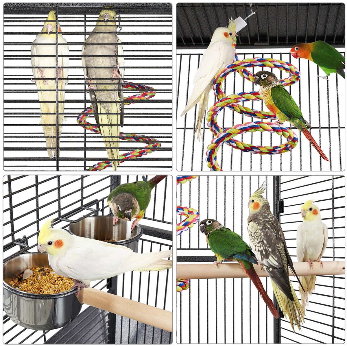 Soonbuy 61-inch Playtop Wrought Iron Large Parrot Bird Cages with Rolling Stand for Cockatiels Amazon Parrot Quaker Conure Parakeet Lovebird Finch Canary Small Medium Parrot Cage Birdcage