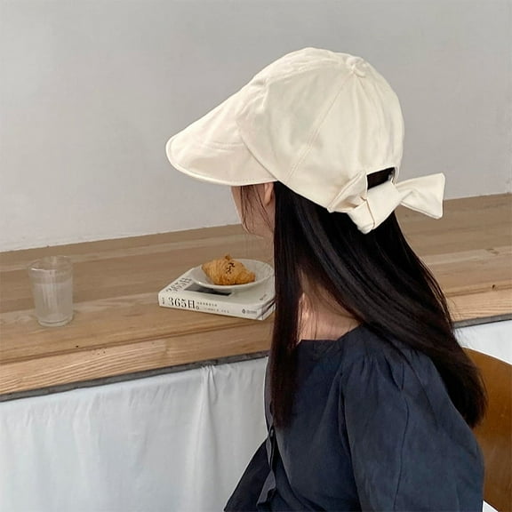 SikaFu Half Round Face Covered Fisherman's Hat, Bow Shaped Duckbill Hat, Sun Hat, Extended Brim, Sun Protection, Sun Hat For Children