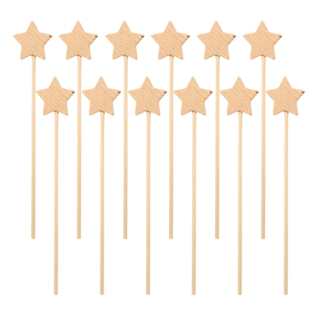 12 varitas mágicas de madera sin terminar, varitas de estrella para cosplay, palitos de madera en blanco para hadas, recuerdos de fiesta.