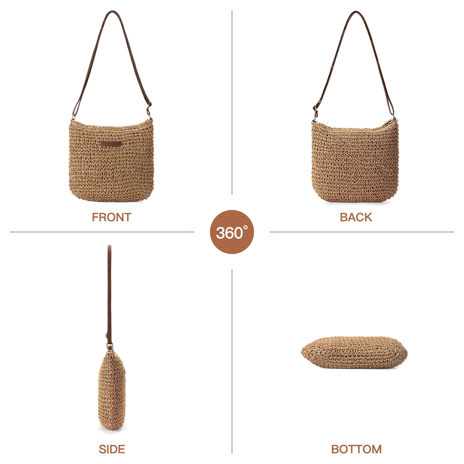 LOUEBICA Straw Beach Bag for Women Small Woven Crossbody Bag Summer Mesh Hollow Beachy Purse Shoulder Bag for Vacation