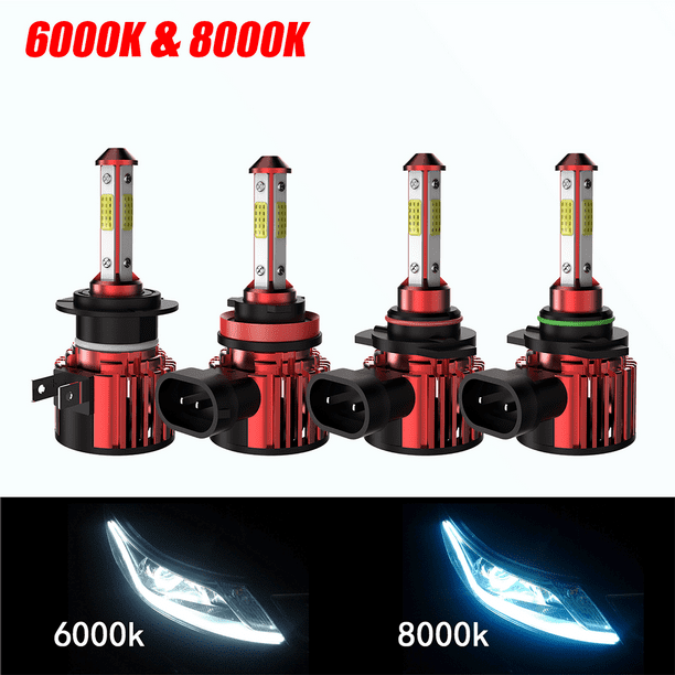 Riwesomey 2 uds bombilla de faro delantero de coche lámpara LED COB 4 lados bombilla de faro impermeable 600W 16000LM 6000K H7 9005 9006 Bombillas para automóviles No.03