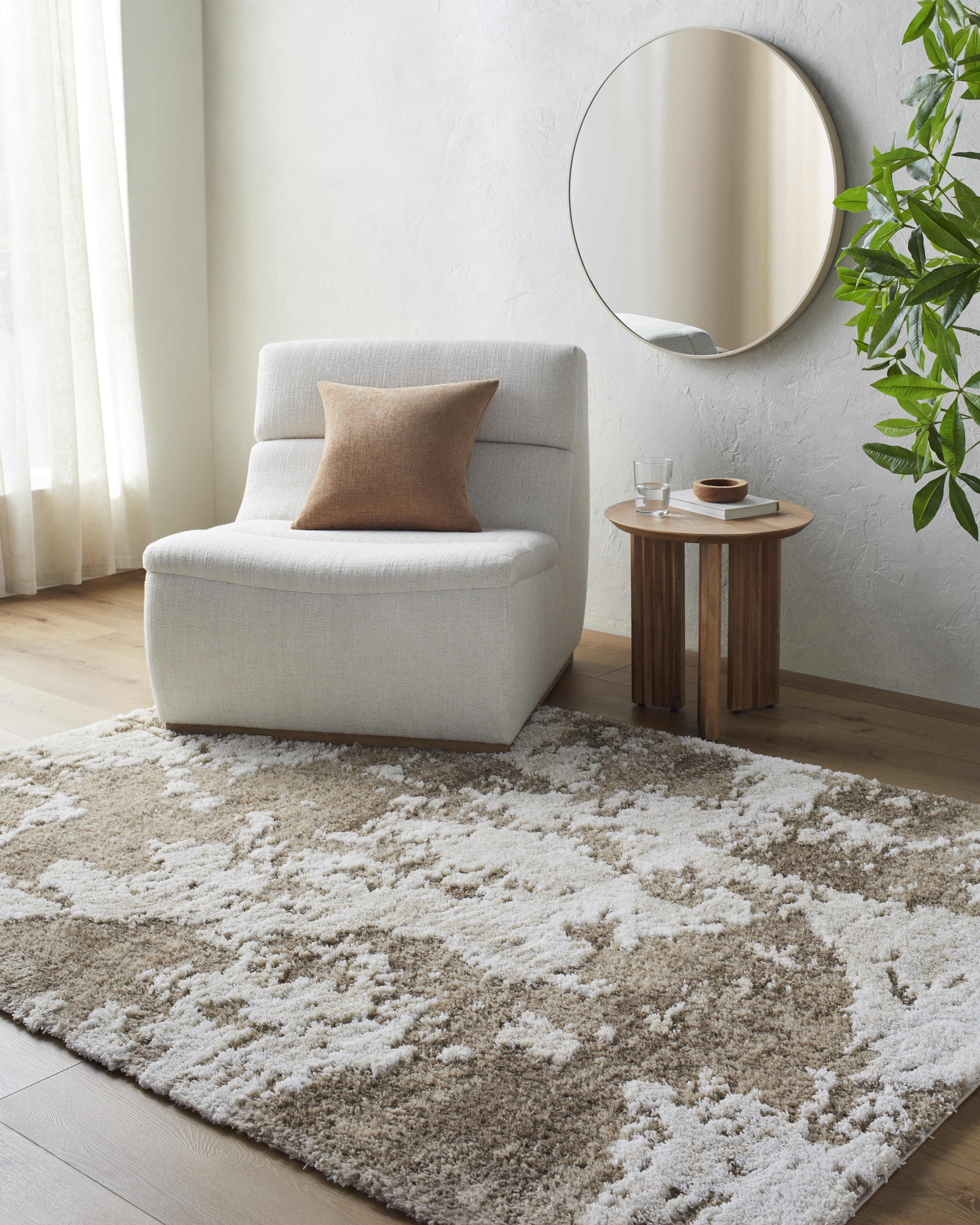 Better Homes & Gardens Brown Abstract High/Low Shag Area Rug, Brown, 5'3" x 7