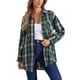 thumbnail image 1 of CAMISA DE FLANELA A CUADROS VINTAGE PARA MUJERES INSPIRE CHIC, DE MANGA LARGA, CON BOTONES Y CUELLO DESCENDIDO, BLUSAS CASUAL, CáRDIGAN L VERDE, 1 of 1