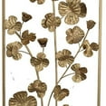 thumbnail image 3 of Benjara BM206724 Contemporary Rectangular Metal Wall Art with Floral Plant Design - Gold, 3 of 5