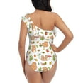 thumbnail image 6 of Yiaed Squirrel And Mushroom Print Women One Piece Swimsuits Tummy Control One Shoulder Bathing Suits Pattern Ruffle Swimwear-Medium, 6 of 8