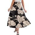 thumbnail image 4 of Women’s High Waist Floral Print Maxi Skirt with Elastic Waistband and Tiered Ruffle Design for Casual Wear Dark Gray L, 4 of 6