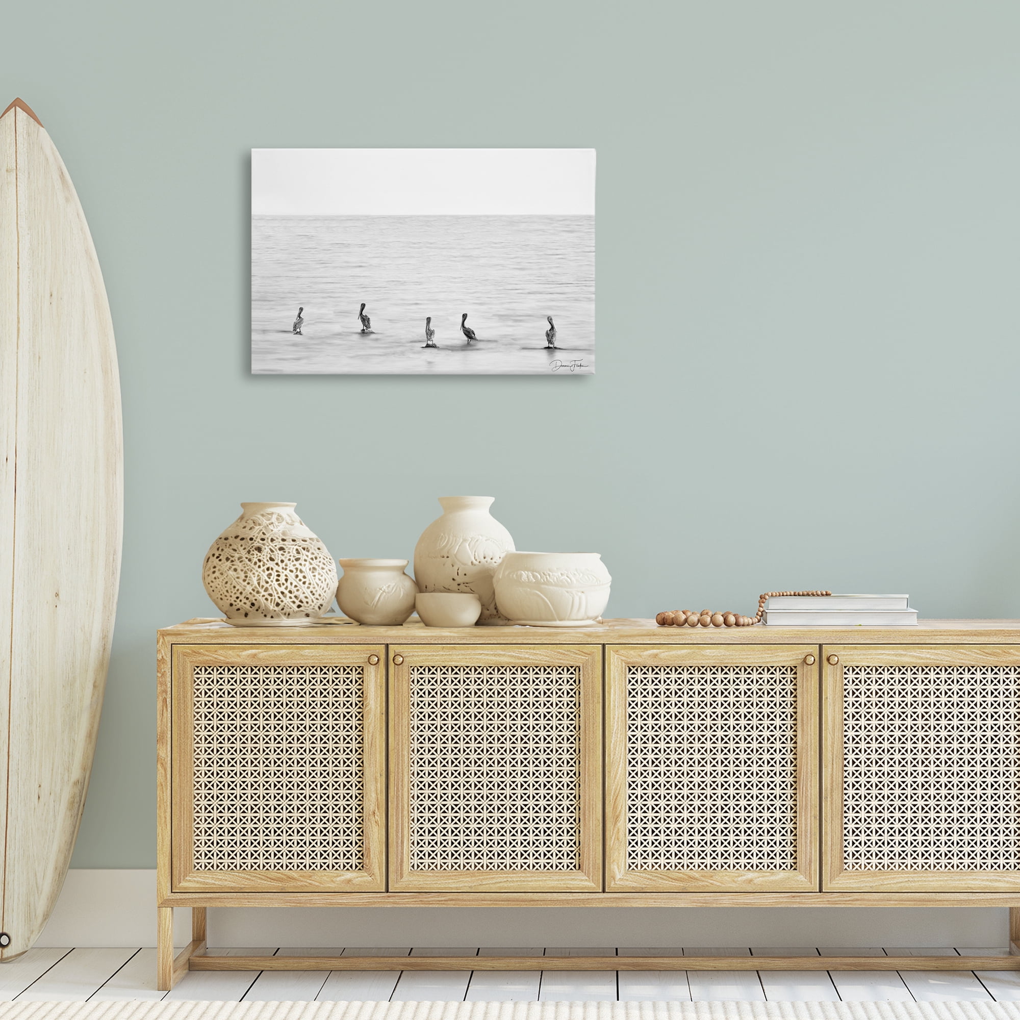Stupell Industries Pelicans on Shore Landscape Photography Gallery Wrapped Canvas Art Print Wall Art, 30 x 20