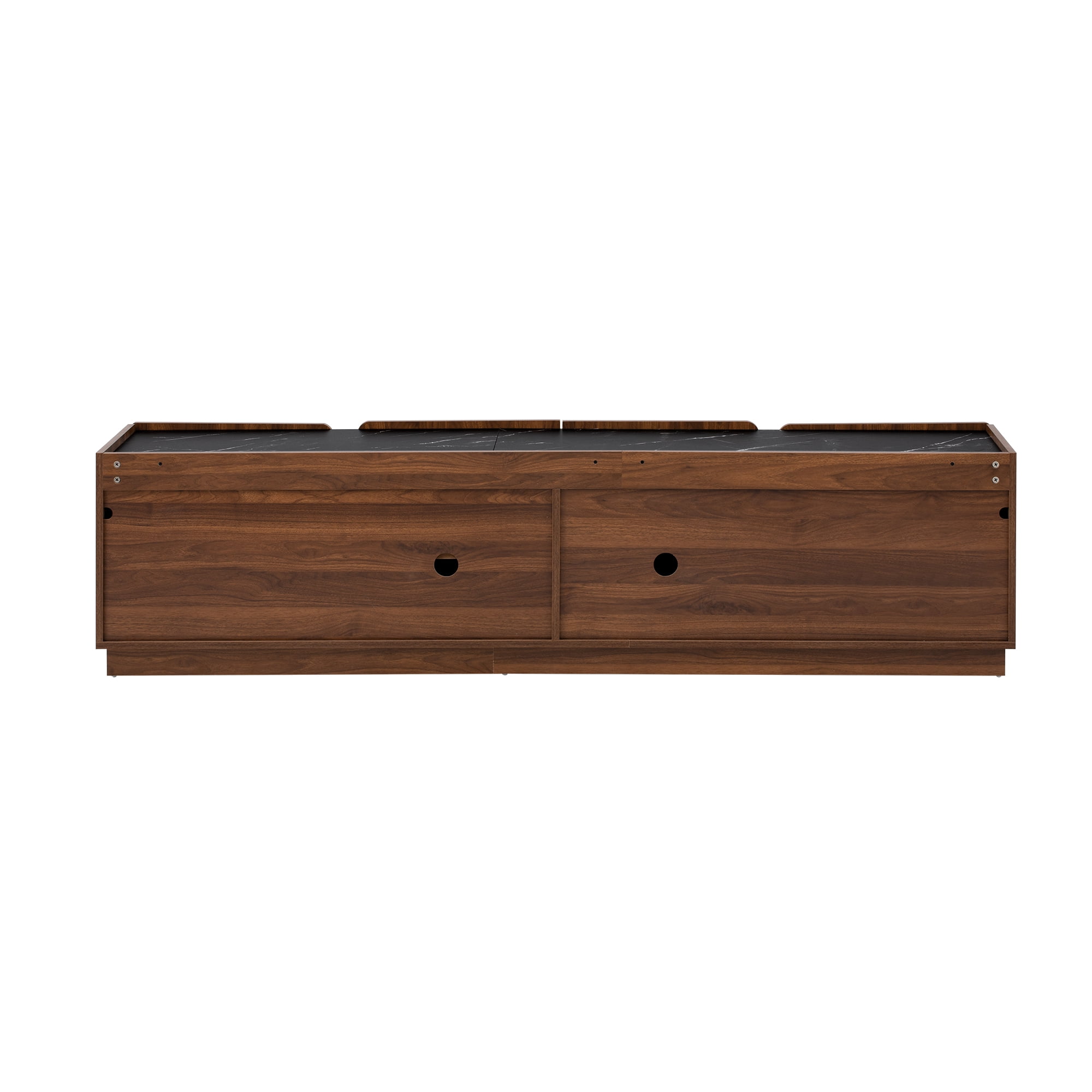 Modern Storage Cabinet with Irregular Doors and Marble Top, 75-Inch TV Stand with Adjustable Shelves for Living Room, Tiger