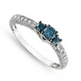thumbnail image 3 of Lustrous Sapphire And Moissanite Diamond Cheap Engagement Ring 1.50 Carat on 10k White Gold, 3 of 3